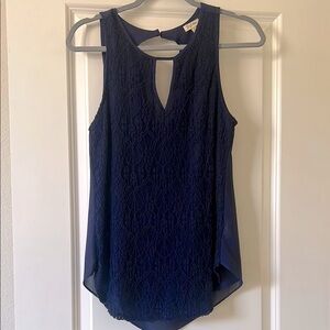 Lily White Blue Sleeveless Cut Out Tank Top Size Large